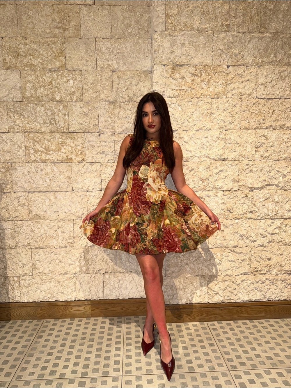 NWT Jacquard Tapestry Ruched Sleeveless Mini Dress
